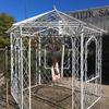 Beautiful 8 x 8 iron gazebo.  Three door openings and three windows.   There are six sides and six triangular tops.   Priced 695.    Currently SOLD OUT.  